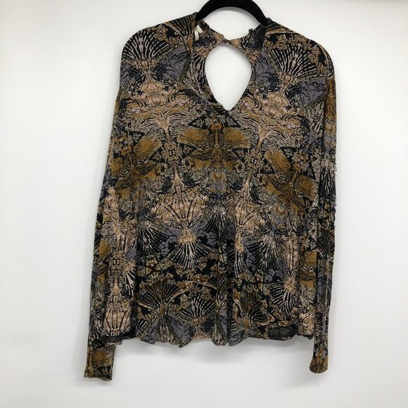 Free People Sepia Toned New World Jersey Nouveau flowy cross front Top size S - Picture 4 of 16